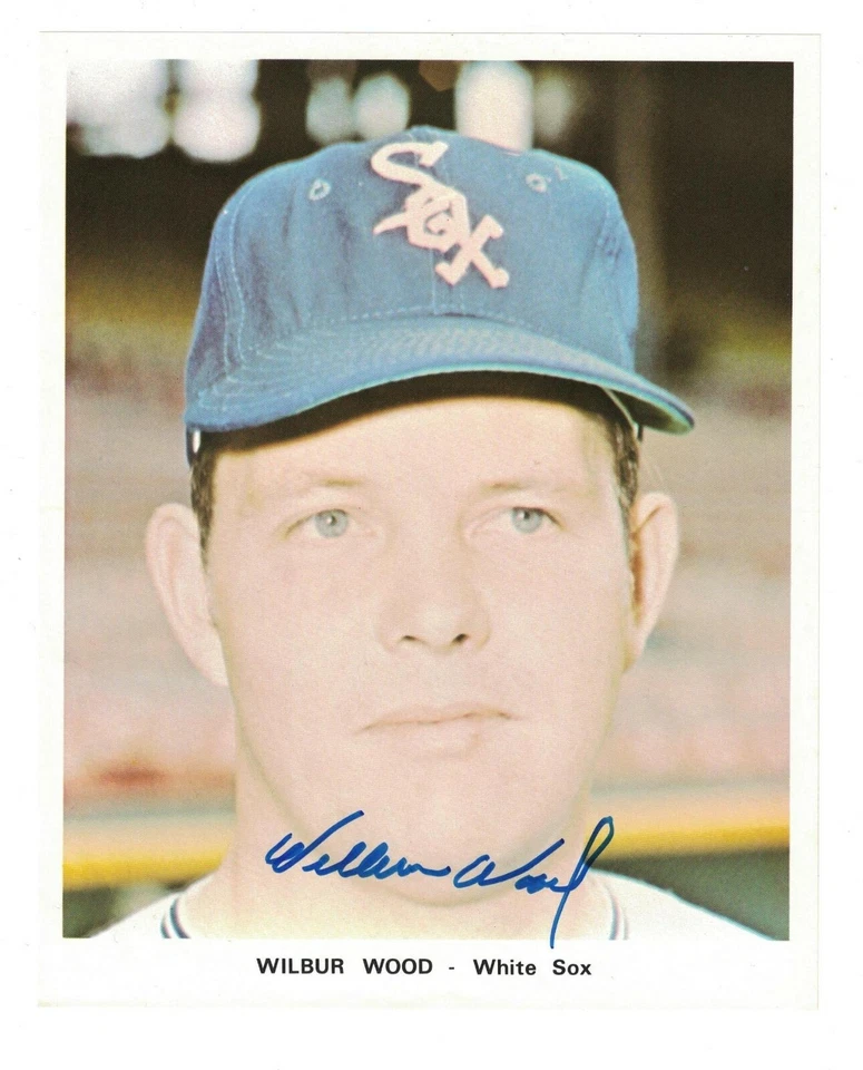 Foto autografiada firmada por Wilbur Wood de 7 x 8 3/4 de los Medias Blancas de Chicago Foto 1 de 1
