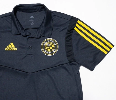 Columbus Crew SC Shirt Men's Small Adidas Climalite Jersey Polo Gray Yellow MLS Cover