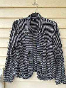 TOMMY HILFIGER Women NWT Size Large Blue and White Military Band Jacket Blazer - Picture 1 of 5