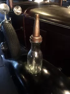 Original Antique Motor Oil Bottle With Spout & Cap Not A Reproduction - Picture 1 of 10