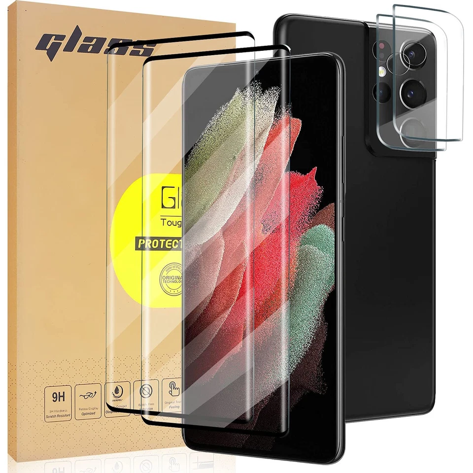 Paquete de 2 protectores de pantalla de vidrio templado curvo aplicables para Samsung Galaxy S21 Foto 1 de 4