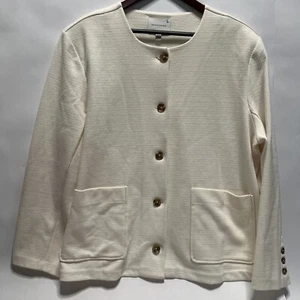 Banana Republic NWT Women’s Size Large Cream Boucle Jacket Cardigan Pockets - Picture 1 of 17
