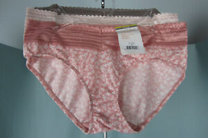 Warners Panties Set of 3 All You Need M/6 Hipsters pink print chocolate Plus NWT