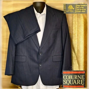 Coburne Square 2 Piece Suit Mens 40S 34X26 Navy Dark Gray Pinstripe Wool - Picture 1 of 13