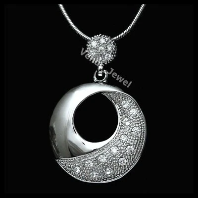 Collar colgante aro bola cristal estrás transparente P095 Foto 1 de 2