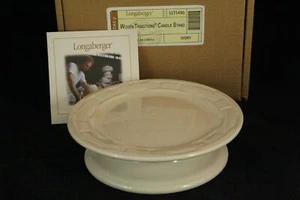 Portavelas Longaberger Woven Traditions Heirloom Marfil Cerámica NUEVO - Imagen 1 de 7