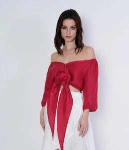 1stAmerican Bolero de Mujer 100% Puro Lino Made IN Italy Top con Botón - Imagen 1 de 28