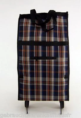 Klapp- Trolley-Tasche blau-braun-weiß- Einfaches & bequemes Einkaufen  - Bild 1 von 4