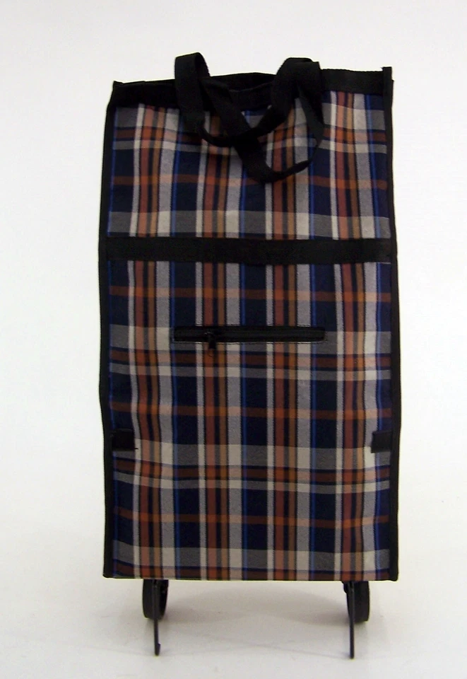 Klapp- Trolley-Tasche blau-braun-weiß- Einfaches & bequemes Einkaufen  - Bild 1 von 4