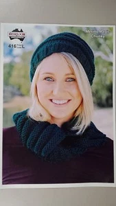 Heirloom Knitting Pattern #416 to Knit Hat & Cowl in Chunky Yarn - Picture 1 of 1