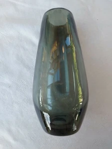 Vase, Glas, graues Rauchglas, vielleicht 50er Jahre, 20cm, unbeschädigt, glatt - Bild 1 von 5