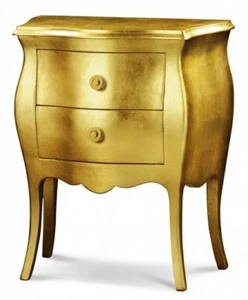 Mesita De Noche Cajonera Comodín 2 Cajones Arte Pobre Hoja De Oro Clásico Shabby - Imagen 1 de 5