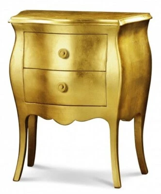 COMODINO CASSETTIERA COMO' 2 CASSETTI ARTE POVERA FOGLIA ORO CLASSICO SHABBY - Immagine 1 di 4