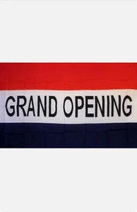 Grand Opening Flag 3' X 5' Deluxe Indoor Outdoor Business (RWB) Banner - Bild 1 von 2