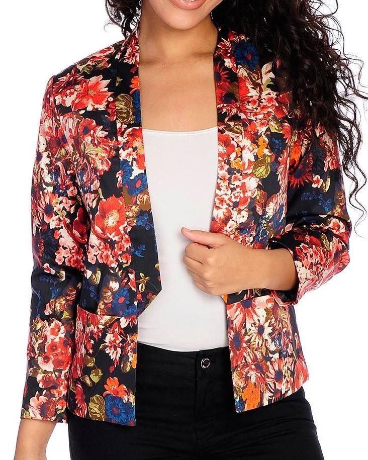 NUEVO Blazer Marc Bouwer Floral Tejido Mangas Largas Estampado Floral Frente Abierto - M Foto 1 de 1