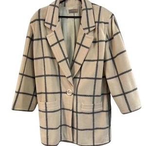 Vintage 1980’s Liz Claiborne Wool Windowpane Coat Blazer Jacket 10 - Bild 1 von 10
