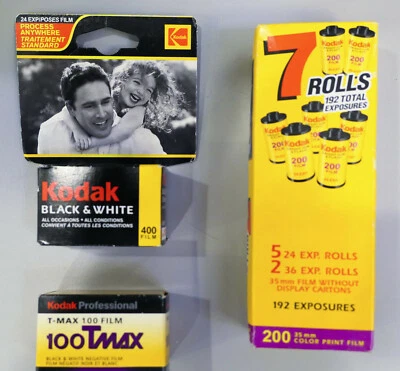 Kodak 7 pk (192 exp color neg)+B&W 24exp 100TMax+24exp ISO 400 Post dated film - Image 1 of 3