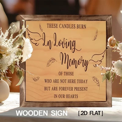 In Loving Memory Wooden Sign Memorial for Loved Ones Decor 2D Flat Wood Plaque - Image 1 of 4