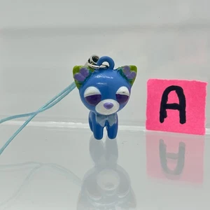 Ocha-Ken Ocha-Neko Cat Blue Mini Figure Strap Charm Keychain Toy Doll Japan Cute - Picture 1 of 7