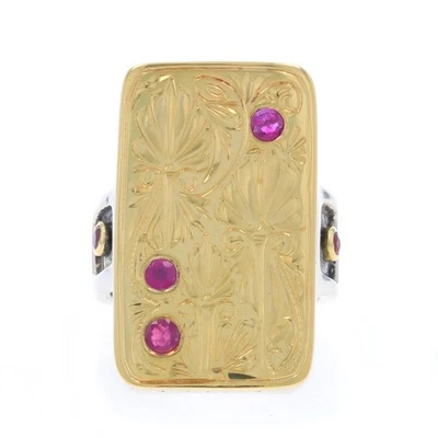 Konstantino Ruby Ring - Sterling 925 Yellow Gold 18k Rd .34ctw Botanical Sz 7 - Image 1 of 4