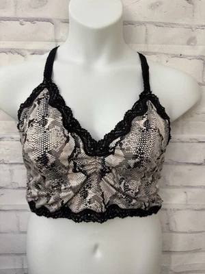 Sujetador Torrid Bralette Talla 3 Negro Piel de Serpiente Estampado Animal Sin Forro Encaje Comodidad Foto 1 de 4