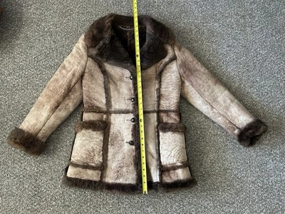 Casaco de couro vintage Sears feminino pele de carneiro rancho faroeste - Imagem 1 de 4