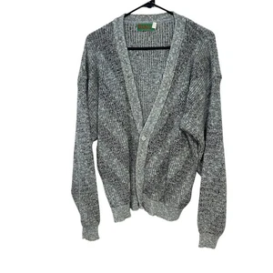 Barolo Mens XL Gray Black Knit Cardigan Sweater Button Front Minimalist Retro - Picture 1 of 3