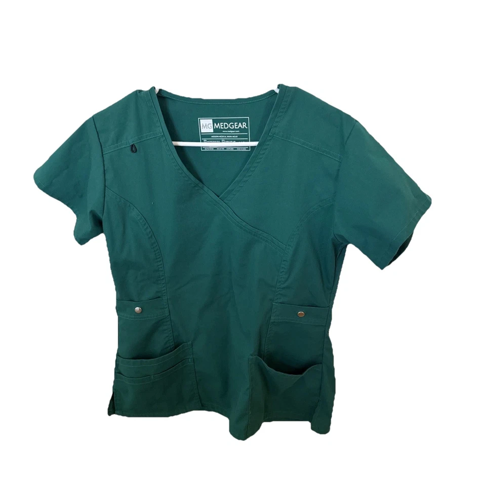 MG Medgear Women's Scrub Top XS Short Sleeve Green - Image 1 of 3