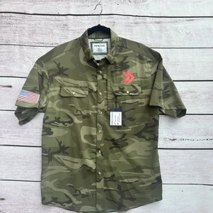 Poncho Camisa Para Hombre Mediana Camuflada Pesca Calce Regular Elastizada Bandera Americana Nueva - Imagen 1 de 11
