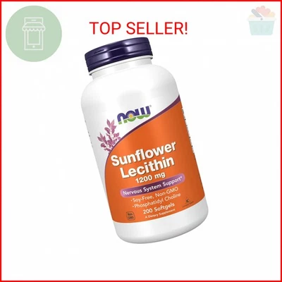Now Foods подсолнечный лецитин — фосфатидилхолин — 1200 мг (200 гелевых капсул) - Изображение 1 из 2