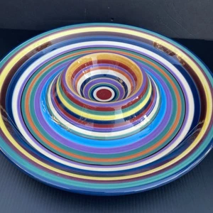 Havana Swirled Chip Dip Schale Tischplatten unbegrenzt Fuß 13" Servierschale - Bild 1 von 7