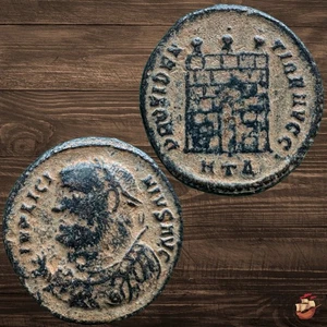 Moneda romana tardía - Licinio I (308-324) Heraclea Campgate 3 torretas #t733 - Imagen 1 de 7