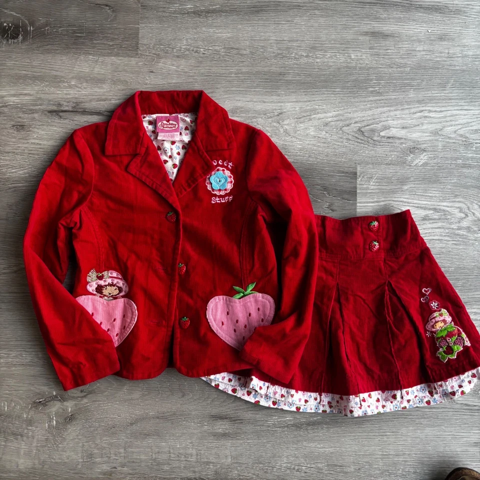 Conjunto Falda Blazer Strawberry Shortcake Vintage Pana Niñas Talla 7/8 2005 Foto 1 de 4