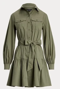 Camisa para mujer Ralph Lauren verde oliva con cinturón manga larga talla 10 - Imagen 1 de 14