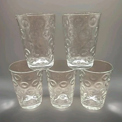 Set of 5 Circleware Optic Dots Polka Dot 6oz Juice Glasses Tumblers 3 ⅞" EUC MCM - Image 1 of 4