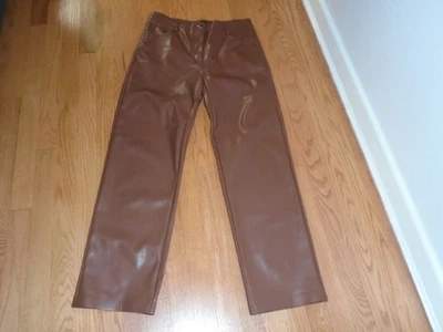 Pantalón Shinestar Marrón Imitación Cuero Talla Grande Foto 1 de 3