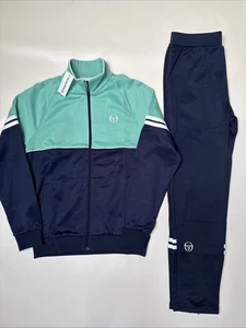 Sergio Tacchini Mens Tracksuit Large Track Jacket Joggers Orion Blue 80 RRP £139 - Foto 1 di 23