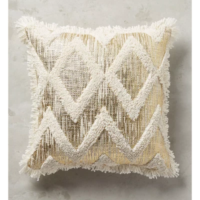 Anthropologie Almohada Flecos Lámina Dorado Boho 18" x 18" -- Agotado En Línea Foto 1 de 4