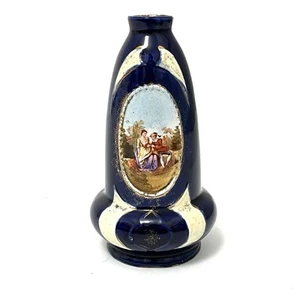 Vaso antico ceramica vittoriana dipinto a mano arte blu cobalto/dorato 6 pollici raro - Foto 1 di 11