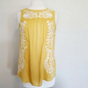 Esley Yellow Embroidered Blouse Size Small - Picture 1 of 9