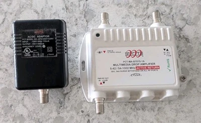 PCT Multimedia Drop Amplifier DSM Signal Booster HDTV Antenna Cable TV Powered - Image 1 of 4
