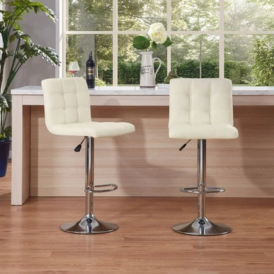 FunniHomi Adjustable Bar Stools Set of 2, Modern PU Leather Swivel Bar Stools - Image 1 of 4