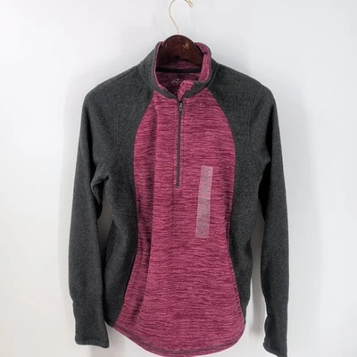 NUEVO SIN ETIQUETAS Sudadera St John's Bay Active Cuarto Cremallera Gris Arándano Rosa Talla M Foto 1 de 4