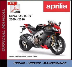 Manual de reparación de servicio de taller Aprilia RSV4 Factory 2009-2010 + cableado en USB - Imagen 1 de 1