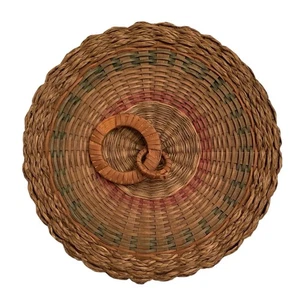 Vintage Penobscot/Passamaquoddy Indianer Süßgras runder flacher Korb - Bild 1 von 6
