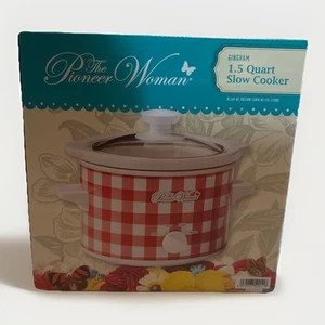 Pioneer Woman 1.5 Qt SLOW COOKER Crock Pot GINGHAM Red White Checked NIB - Picture 1 of 3