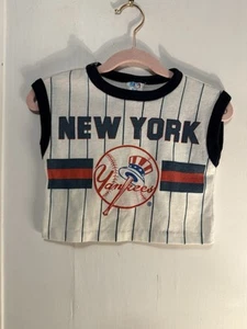 VTG 90s 1993 Team Glasgow New York Yankees size 5 Tank Top Navy Blue Striped - Picture 1 of 8