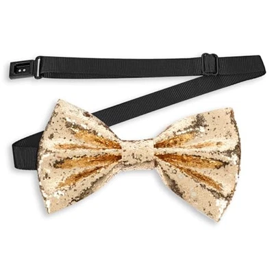 Pajarita de lentejuelas, pajarita dorada para hombre pajaritas para niños ajustables para boda  Foto 1 de 4