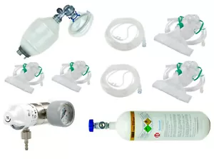 Sauerstoffflasche 2l Druckminderer BXL medizinischer Sauerstoff Beatmungsbeutel - Bild 1 von 4