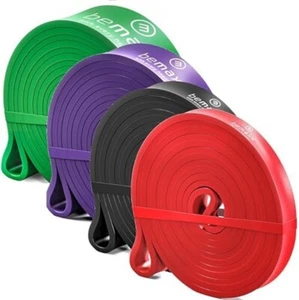 Widerstandsbänder strapazierfähig Set x 4 Naturkautschuk | Klimmzüge Home Gym Übung - Bild 1 von 8